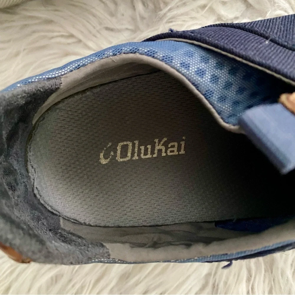 Olukai Nanea Li Sneakers Blue Depth Bungee Laces Mens Size 10 Outdoor